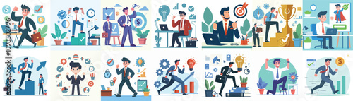 successful businessman vector set