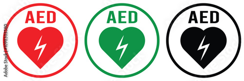 AED icon, Hearts electricity sign, AED sign with heart , vector illustration eps 10.