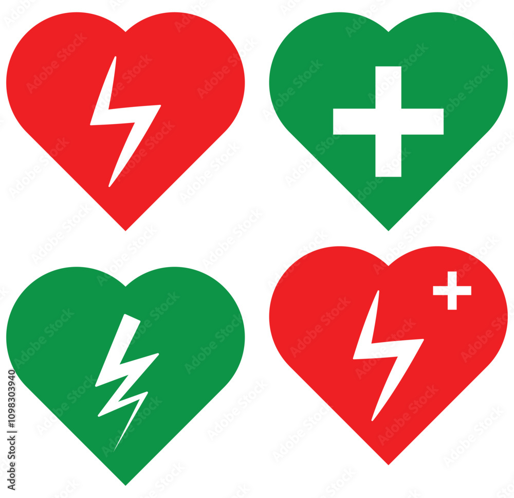 Fototapeta premium AED icon. Heart electricity and CPR AED icon vector illustration eps 10.
