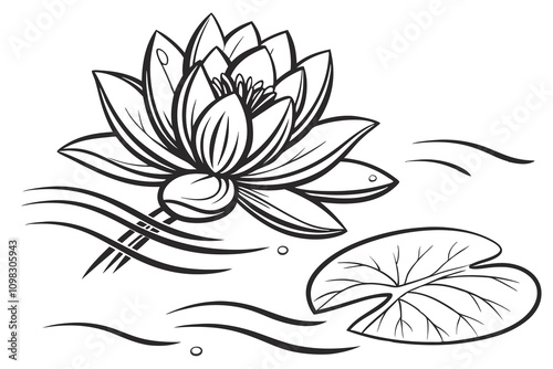 Black and white  lotus flower D.eps