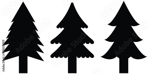 Christmas tree icon.  Pine tree, Holiday, Festive, Decorated, Seasonal tree. vector illustration eps 10.