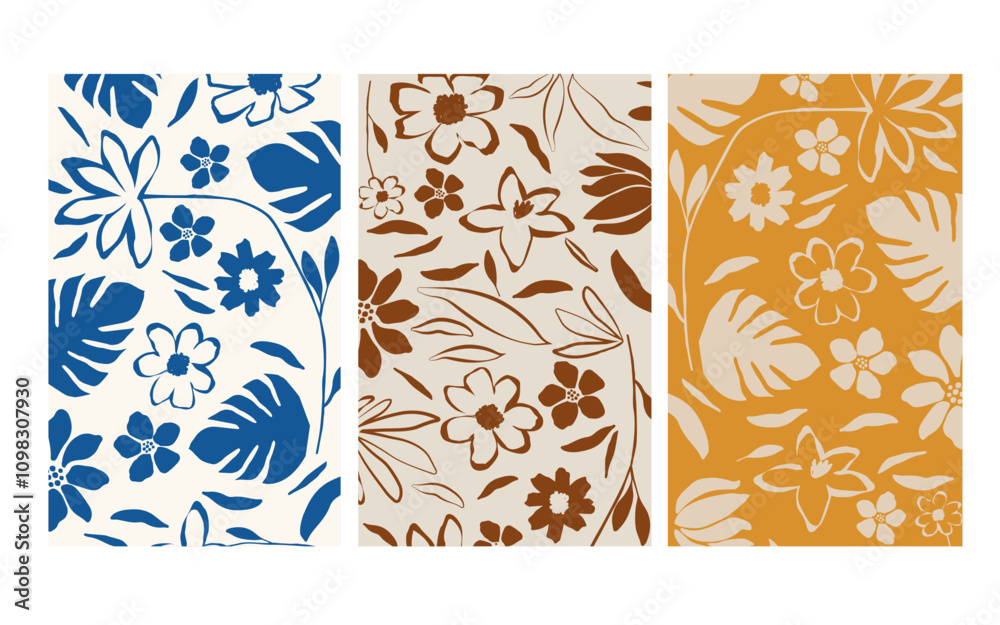Monochromatic nature inspired shapes-doodle collection. Cute botanical shapes, random childish doodle cutouts of tropical leaves, flowers and branches, decorative abstract art vector illustration	