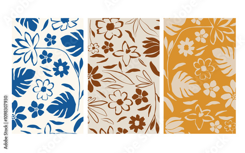 Monochromatic nature inspired shapes-doodle collection. Cute botanical shapes, random childish doodle cutouts of tropical leaves, flowers and branches, decorative abstract art vector illustration	