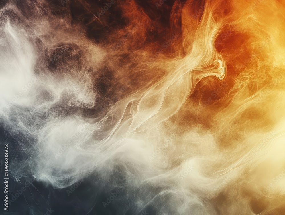 Obraz premium swirling abstract smoke and dust clouds create a mysterious atmosphere with ethereal hues blending seamlessly, conveying motion and depth in a dramatic composition, ideal for artistic backgrounds