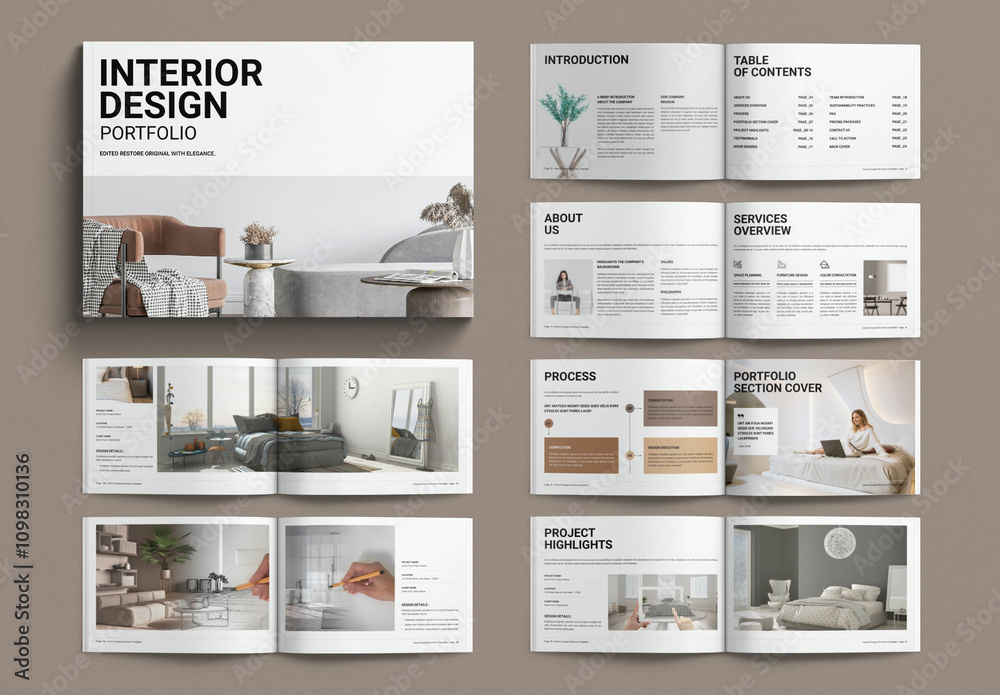 Interior Design Brochure Template Landscape Stock Template | Adobe Stock