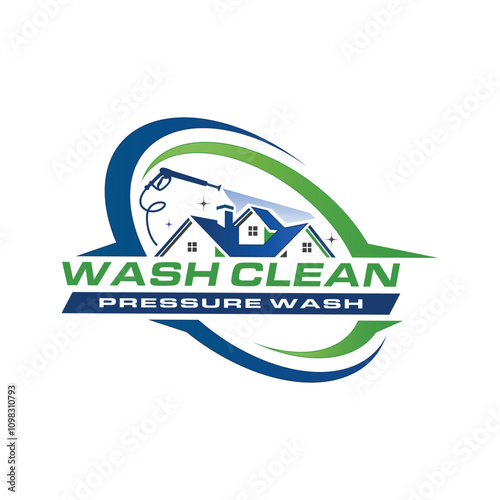 Professional pressure washing house logo design