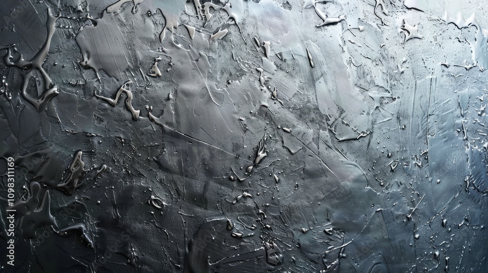 Fototapeta premium Abstract Metallic Texture with Ripples and Water Drops Creating a Unique Surface