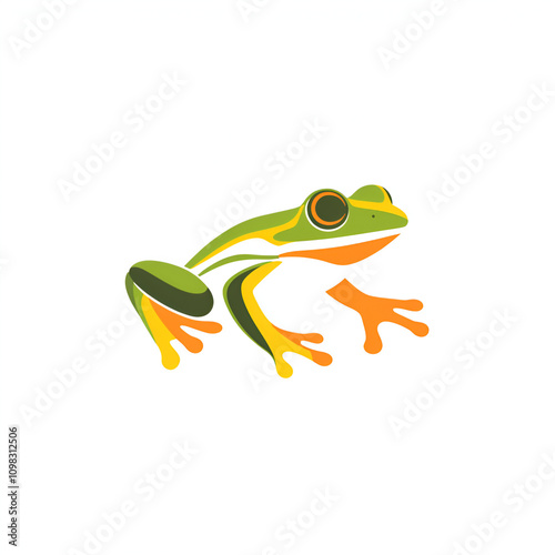 Frog logo design nature flat vector graphic minimalist style digital art nature representation for eco-friendly concepts photo