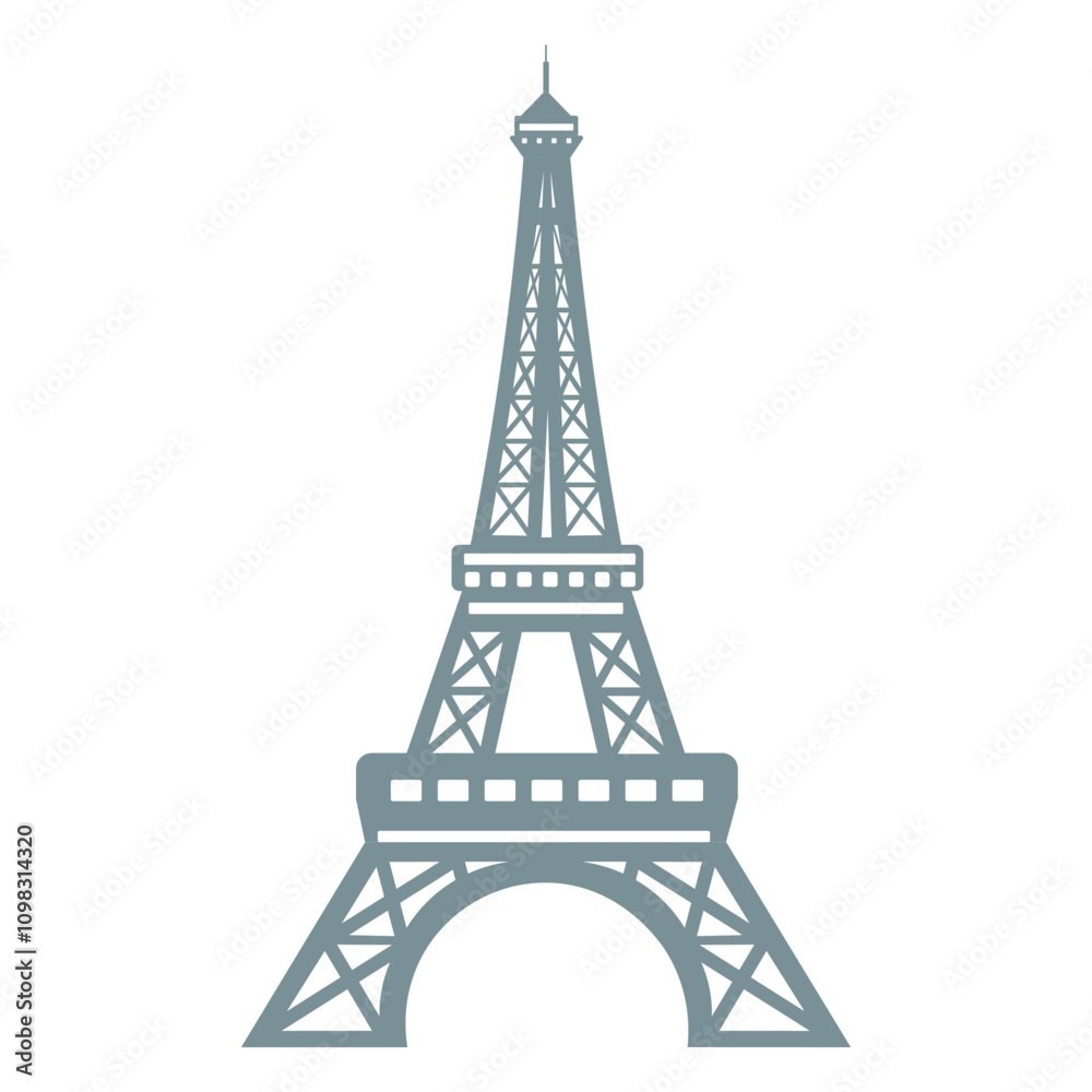 Fototapeta premium Isolated Eiffel tower in France vector art illustration