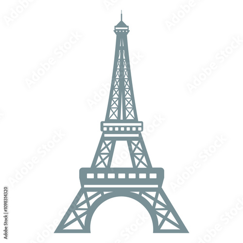 Isolated Eiffel tower in France vector art illustration