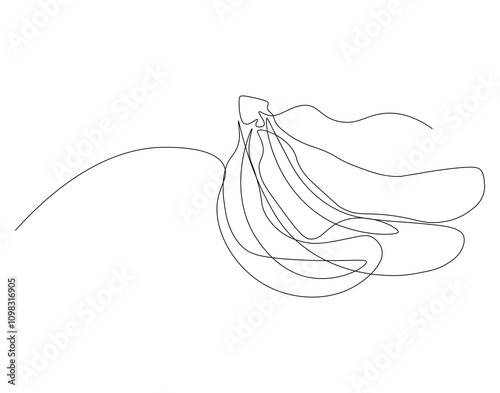 Continuous line drawing whole bunch healthy organic bananas . Fresh summer tropical fruitage concept fruit garden