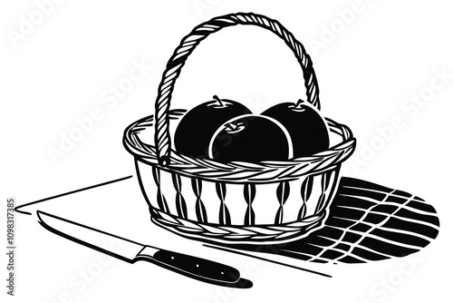 Orange Silhouette of three oranges in a basket B.eps