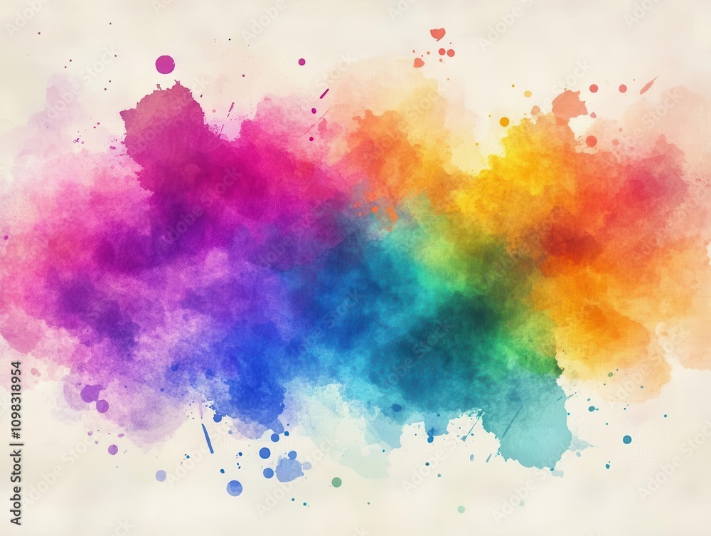 Obraz premium vibrant digital watercolor background featuring colorful splashes and abstract shapes, embodying the festive spirit of mardi gras, bursting with life and creativity