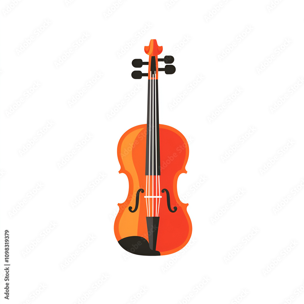 Fototapeta premium Violin musical theme flat vector graphic digital art creative design vibrant colors vector illustration music concept