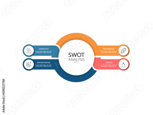 SWOT analysis concept with big boxed banner table information for infographic template banner with four icons and list information.