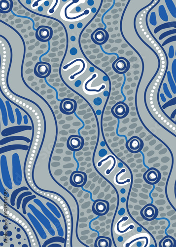 An artwork illustrating Aboriginal traditions, with a focus on dot art techniques.