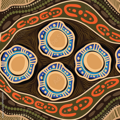 A creative interpretation of Aboriginal art, incorporating the essence of dot painting methods