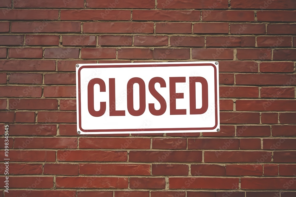 Fototapeta premium rectangular sign that prominently displays the word 'CLOSED' in bold
