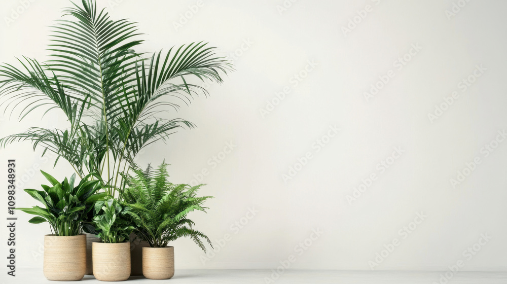 Fototapeta premium Potted plants in modern style for interior design or wallpaper.