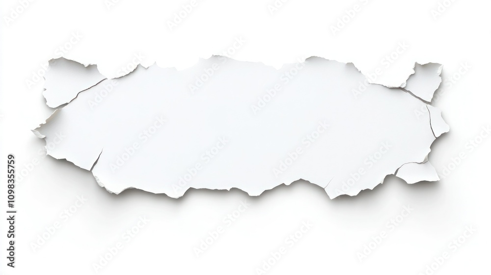 Fototapeta premium Ripped Torn Paper Edges on White Background - Grunge Texture for Design Projects