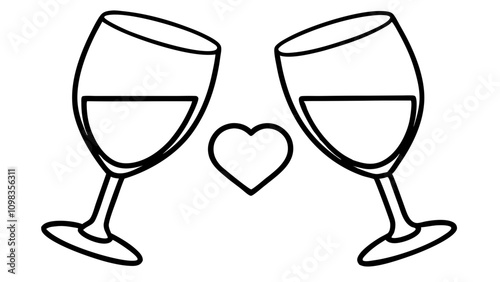 Valentine's Day Wine & Champagne Vectors ,Romantic Toast