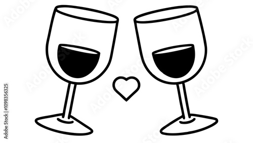 Valentine's Day Wine & Champagne Vectors ,Romantic Toast