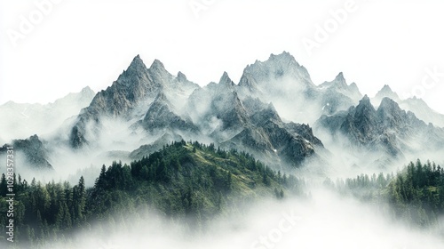 Wallpaper Mural Misty Mountain Majesty: Breathtaking Alpine Scenery Torontodigital.ca