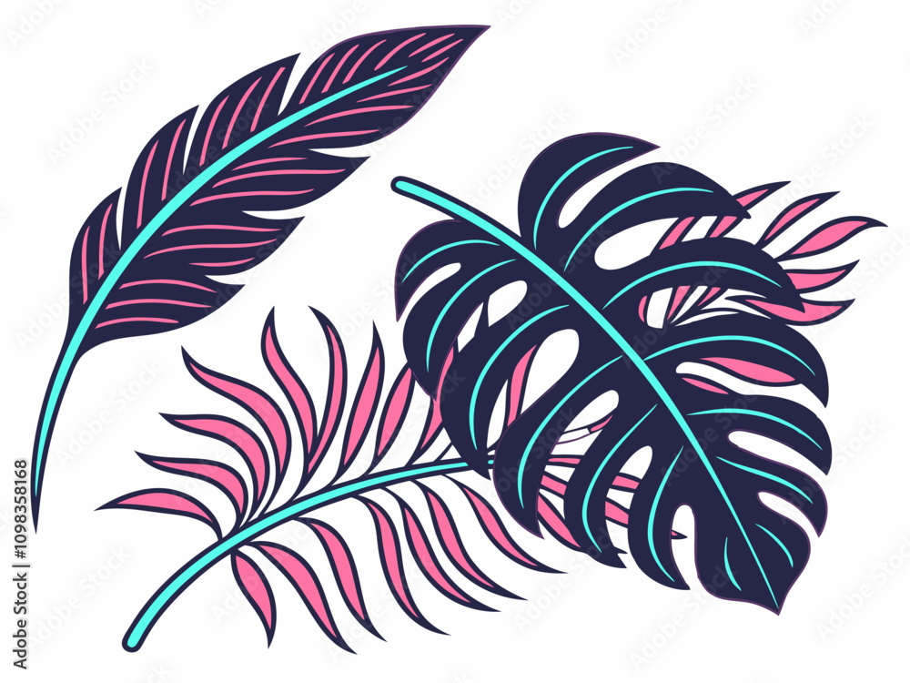 Obraz premium Feather vector illustration with seamless nature pattern design