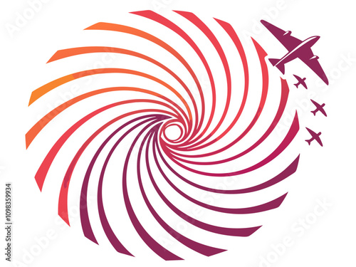 A swirling abstract vector design features a dynamic red and white swirl against a red and white abstract background