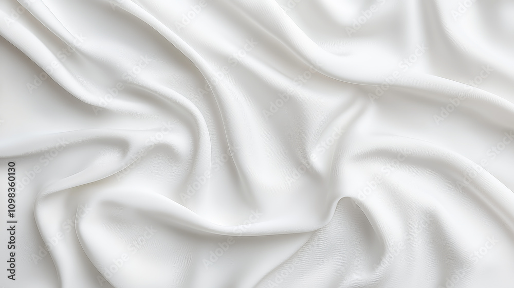 Obraz premium Minimalist white fabric texture, soft wrinkles and folds, natural lighting, serene and airy atmosphere, macro photography style, calming aesthetics