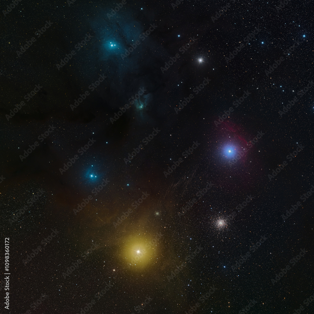 Fototapeta premium Coloured Stars and Gas Clouds