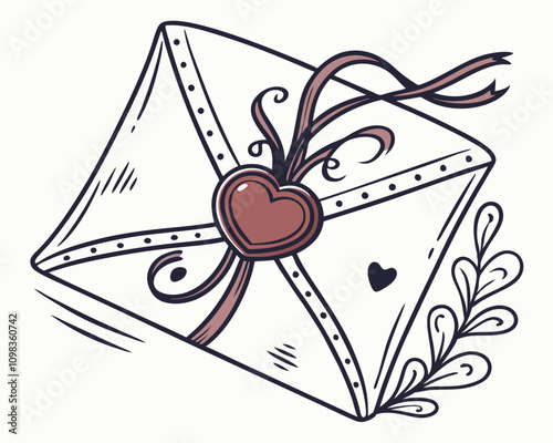 Vector abstract floral background with an envelope and a heart
