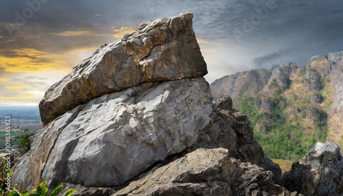 High-resolution image of a heavy rock isolated on a transparent background, perfect for graphic design, D modeling, and creative projects requiring realistic textures or geological elements. photo