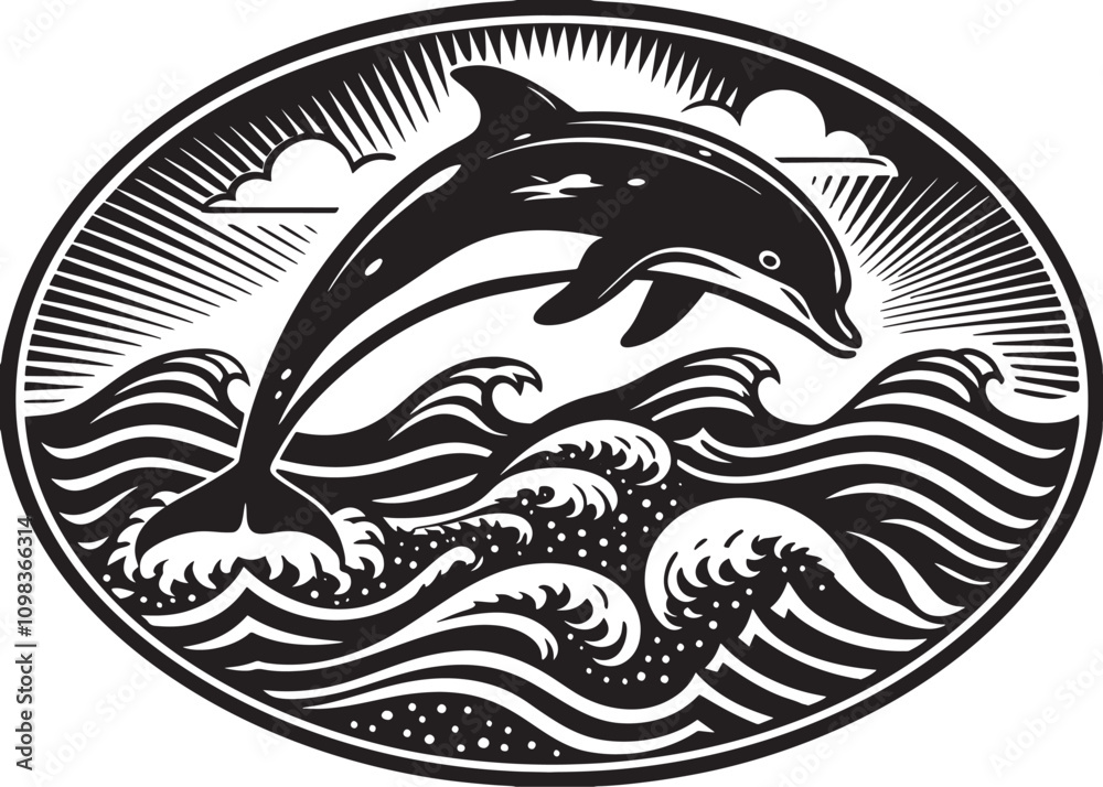 Obraz premium playful dolphin jumping out of the ocean