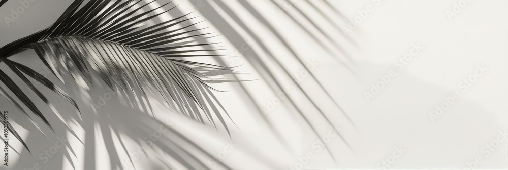 Obraz premium Shadows of palm leaves cast on a light background creating a serene atmosphere