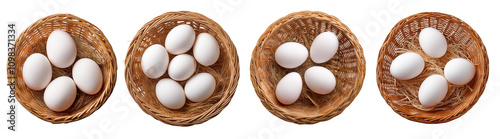 Wallpaper Mural White eggs in various nests, isolated on a white background. Torontodigital.ca