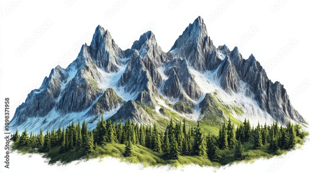 Fototapeta premium Majestic Mountain Range with Lush Forest