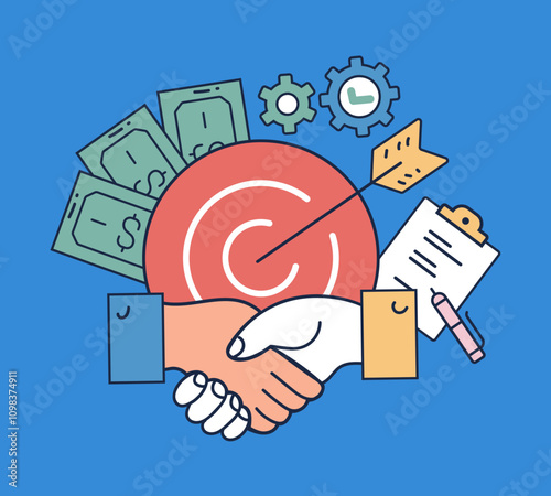 Business target motivation achievement successful financial progress strategy isolated concept. Vector graphic design illustration	