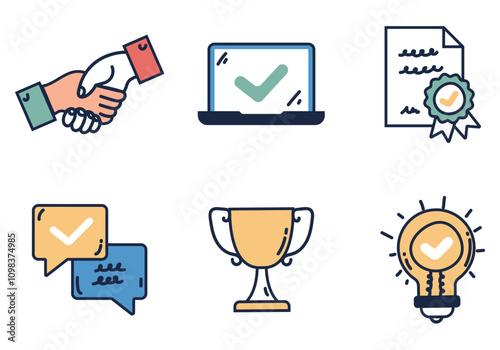 Business icon economy financial money trade strategy isolated set. Vector flat graphic design element concept illustration