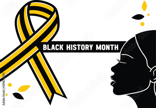 Black History Month Celebration Ribbon and Silhouette Design