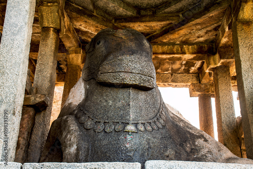 Close up of monolithic Nandi bull Hampi, Karnataka photo