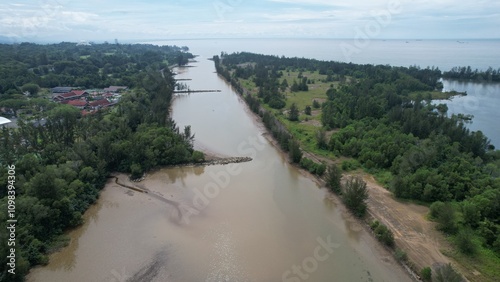 Bintulu, Malaysia - November 23, 2024: The Tanjung Batu Beach of Bintulu photo