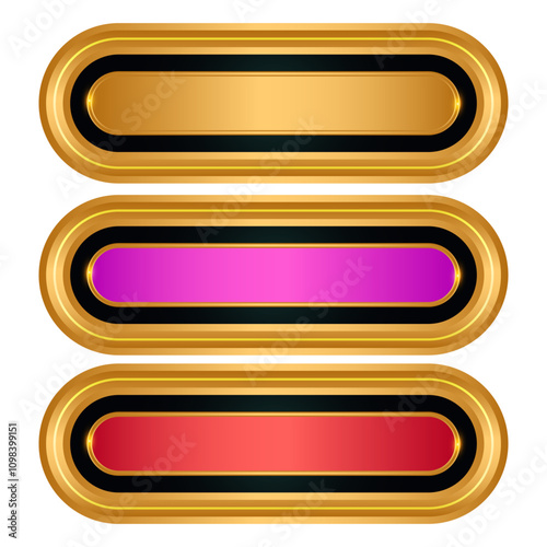 Set of luxury golden arabic islamic banner title frame text box transparent background
