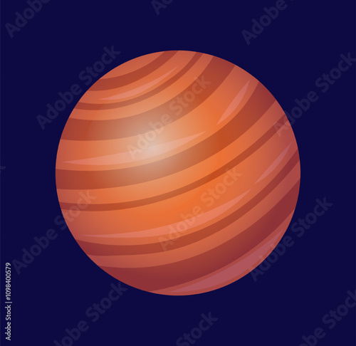 Planet or satellite. Astronomy and astrology. Brown and orange cosmic body and object in space. Fantasy and imagination. Space exploration and research. Flat vector illustration
