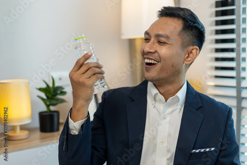 Businessman is feeling relaxed from fatigue during hard work