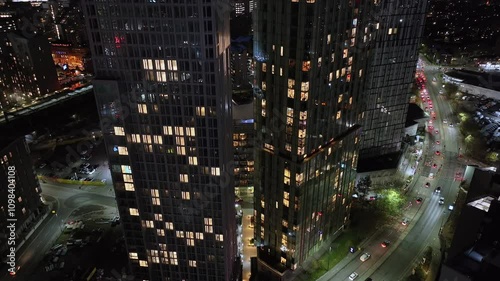 Aerial video of Trinity way traffic in Manchester early evening  photo