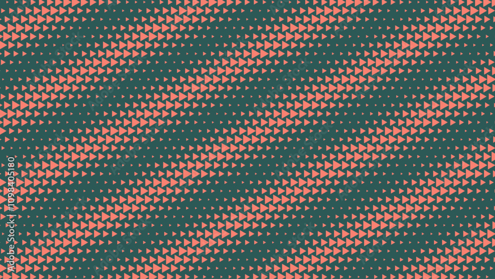 Obraz premium Triangles Halftone Pattern Striped Tilted Structure Vector Orange Green Abstract Background. Oblique Lines Minimalistic Art Half Tone Graphic Eye Catching Wallpaper. Frequency Concept Art Illustration