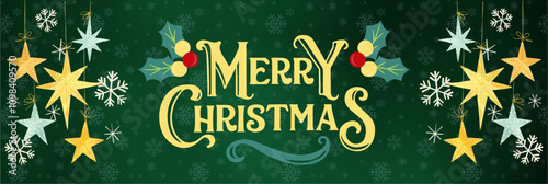 Watercolor Christmas card with Fir branches, christmas balls, presents and place for text. Vector illustration for greeting card and invitation. Winter holidays poster.