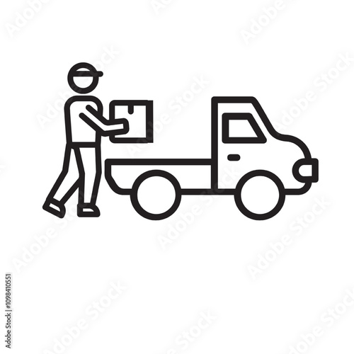 vector collect packing boxes in pickup truck icon. 