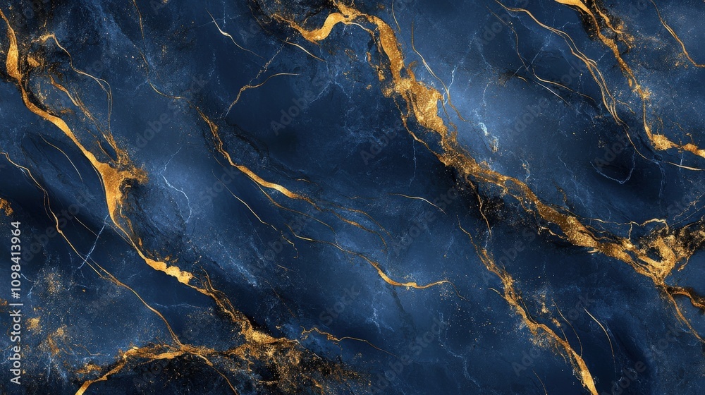 Fototapeta premium Abstract Blue and Gold Marble Texture